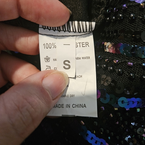 NEW Gatsby Black Sequin Dress Size S Party Fringe Retro Festive Beaded Bodycon - Picture 11 of 12